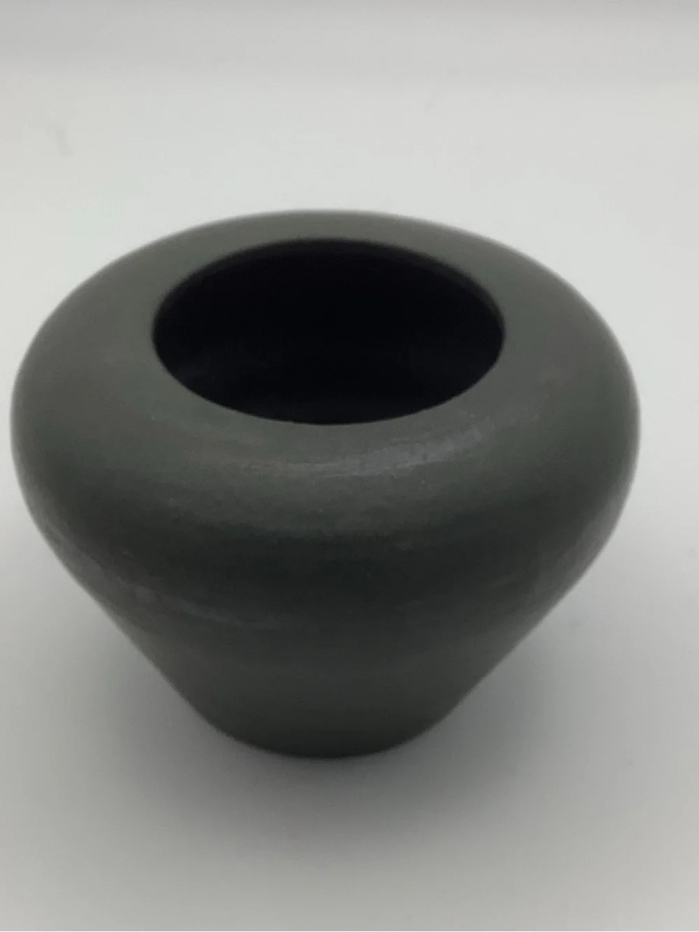 Two Matte Charcoal Gray Pottery Vases